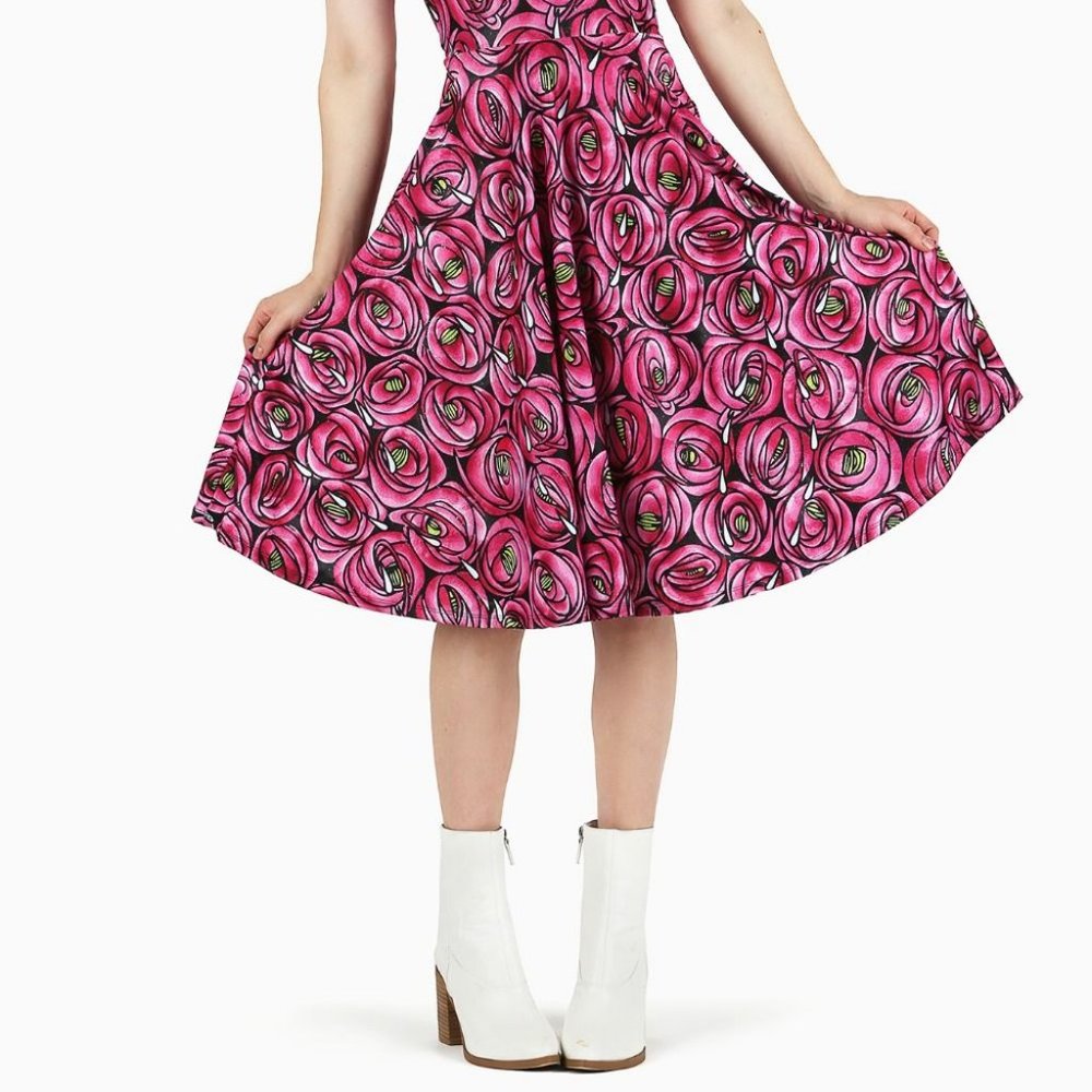 BM Mackintosh rose and teardrop princess mididress